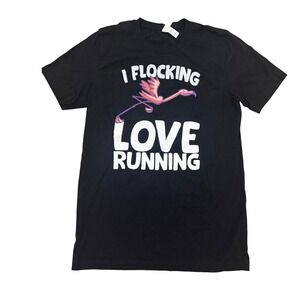 Bella‎ Canvas Mens I Flocking Love Running Flamingo Graphic T-Shirt NWOT Medium